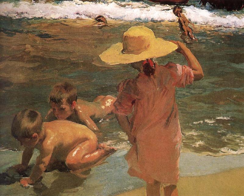 Joaquin Sorolla Children swimming beach oil painting image